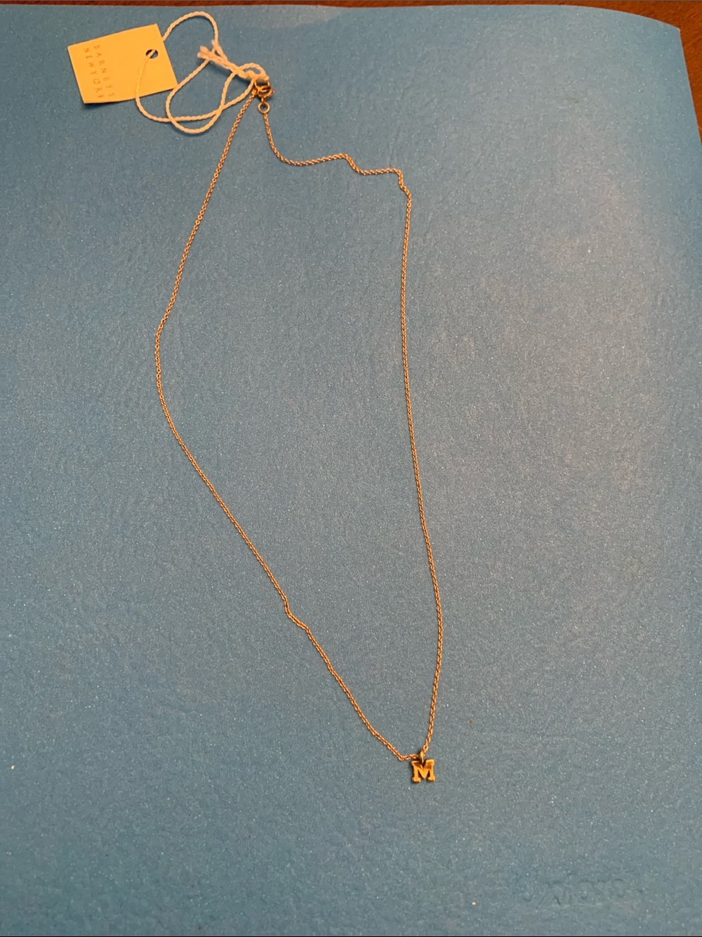 Barneys New York Gold 'M' Initial Necklace